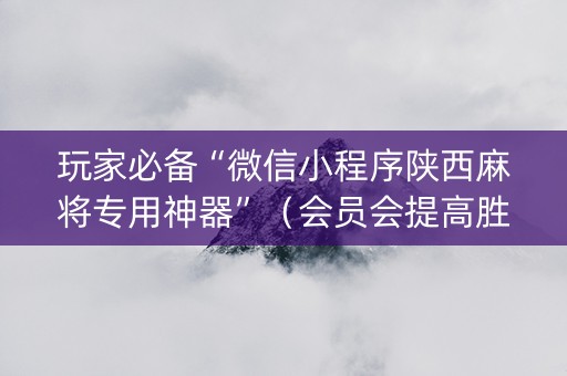 玩家必备“微信小程序陕西麻将专用神器”（会员会提高胜率吗)