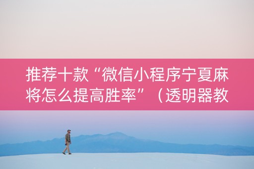 推荐十款“微信小程序宁夏麻将怎么提高胜率”（透明器教程)