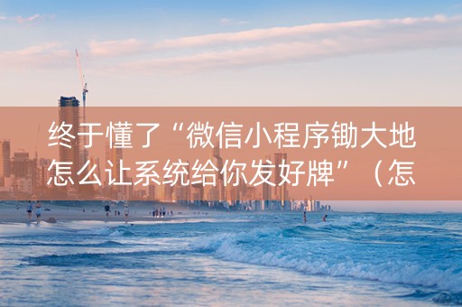 终于懂了“微信小程序锄大地怎么让系统给你发好牌”（怎么提高胜率)