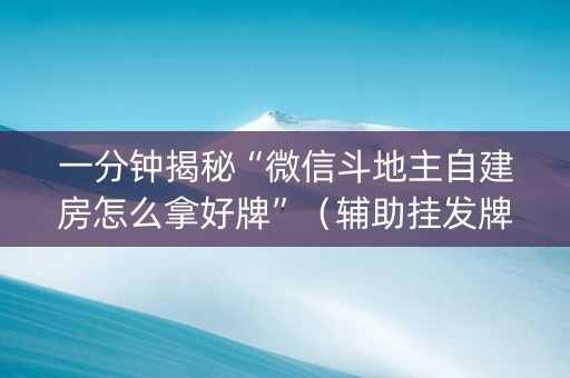 一分钟揭秘“微信斗地主自建房怎么拿好牌”（辅助挂发牌规律)