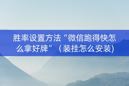 胜率设置方法“微信跑得快怎么拿好牌”（装挂怎么安装)