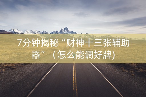 7分钟揭秘“财神十三张辅助器”（怎么能调好牌)