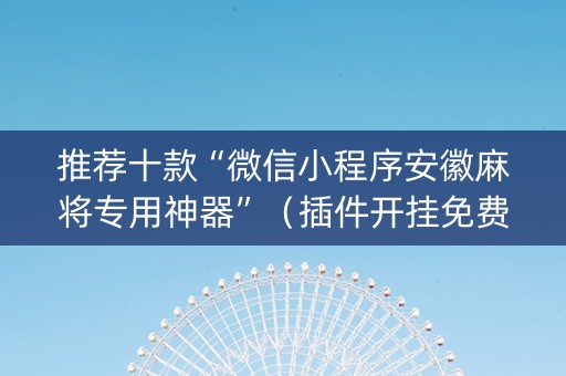 推荐十款“微信小程序安徽麻将专用神器”（插件开挂免费AI)