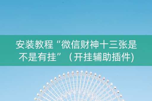 安装教程“微信财神十三张是不是有挂”（开挂辅助插件)