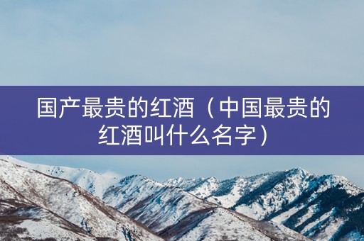 国产最贵的红酒（中国最贵的红酒叫什么名字）