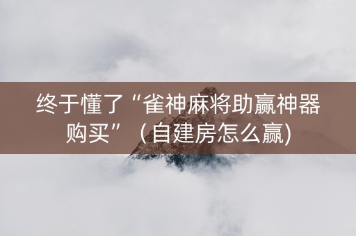 终于懂了“雀神麻将助赢神器购买”（自建房怎么赢)
