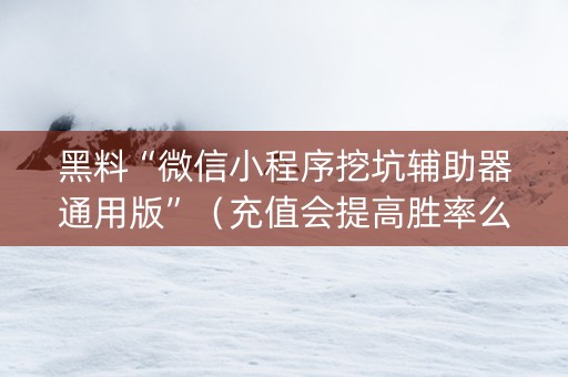 黑料“微信小程序挖坑辅助器通用版”（充值会提高胜率么)