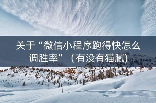 关于“微信小程序跑得快怎么调胜率”（有没有猫腻)