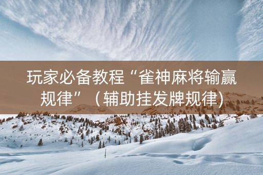 玩家必备教程“雀神麻将输赢规律”（辅助挂发牌规律)