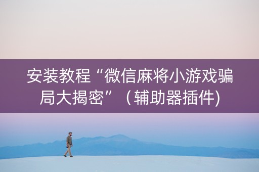 安装教程“微信麻将小游戏骗局大揭密”（辅助器插件)