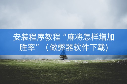 安装程序教程“麻将怎样增加胜率”（做弊器软件下载)