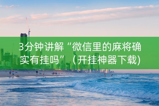 3分钟讲解“微信里的麻将确实有挂吗”（开挂神器下载)