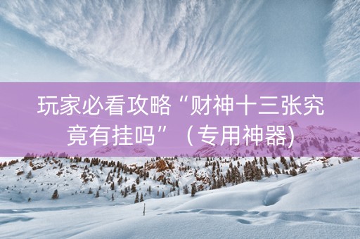 玩家必看攻略“财神十三张究竟有挂吗”（专用神器)