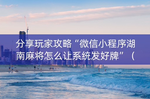 分享玩家攻略“微信小程序湖南麻将怎么让系统发好牌”（辅助软件)