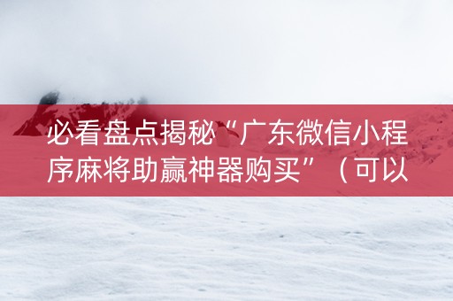 必看盘点揭秘“广东微信小程序麻将助赢神器购买”（可以设置输赢吗)