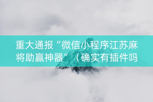 重大通报“微信小程序江苏麻将助赢神器”（确实有插件吗)