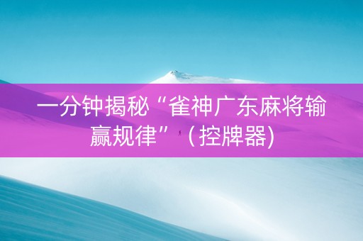 一分钟揭秘“雀神广东麻将输赢规律”（控牌器)