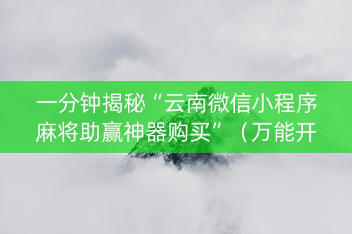 一分钟揭秘“云南微信小程序麻将助赢神器购买”（万能开挂器)