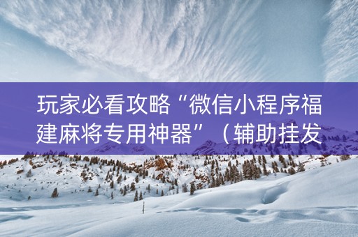 玩家必看攻略“微信小程序福建麻将专用神器”（辅助挂发牌规律)