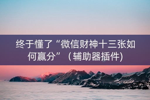 终于懂了“微信财神十三张如何赢分”（辅助器插件)