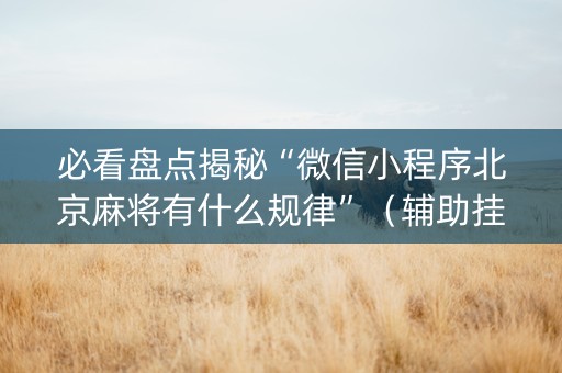 必看盘点揭秘“微信小程序北京麻将有什么规律”（辅助挂发牌规律)