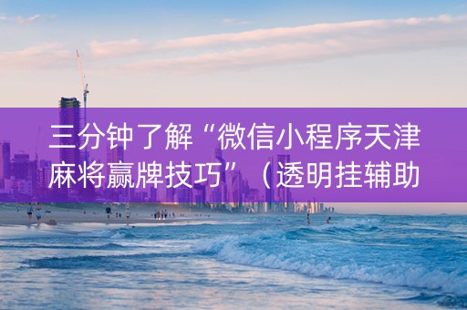 三分钟了解“微信小程序天津麻将赢牌技巧”（透明挂辅助器)