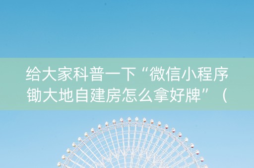 给大家科普一下“微信小程序锄大地自建房怎么拿好牌”（控牌神器)