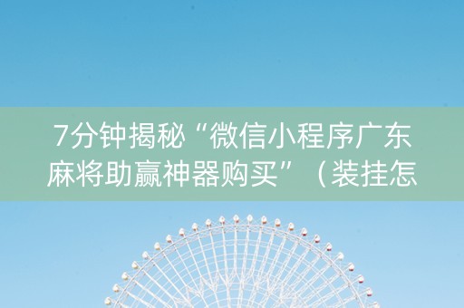 7分钟揭秘“微信小程序广东麻将助赢神器购买”（装挂怎么安装)
