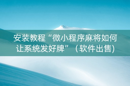 安装教程“微小程序麻将如何让系统发好牌”（软件出售)