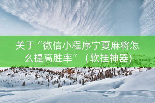 关于“微信小程序宁夏麻将怎么提高胜率”（软挂神器)