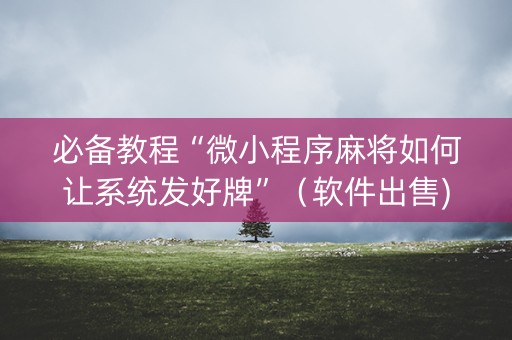 必备教程“微小程序麻将如何让系统发好牌”（软件出售)