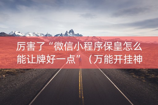 厉害了“微信小程序保皇怎么能让牌好一点”（万能开挂神器)