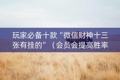 玩家必备十款“微信财神十三张有挂的”（会员会提高胜率吗)