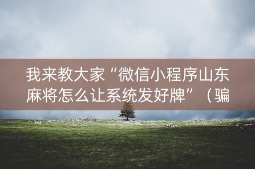 我来教大家“微信小程序山东麻将怎么让系统发好牌”（骗局大揭秘)