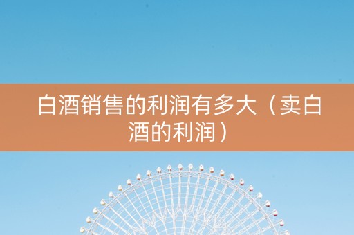 白酒销售的利润有多大（卖白酒的利润）