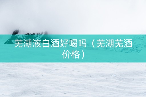 芜湖液白酒好喝吗（芜湖芜酒价格）