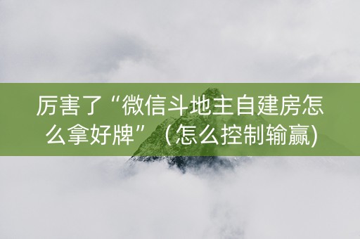 厉害了“微信斗地主自建房怎么拿好牌”（怎么控制输赢)