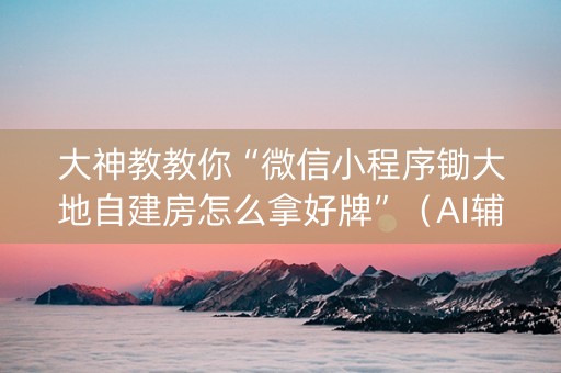 大神教教你“微信小程序锄大地自建房怎么拿好牌”（AI辅助胡牌规则)