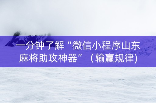 一分钟了解“微信小程序山东麻将助攻神器”（输赢规律)