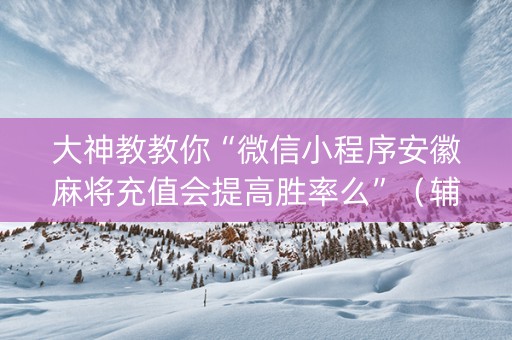 大神教教你“微信小程序安徽麻将充值会提高胜率么”（辅助器插件)