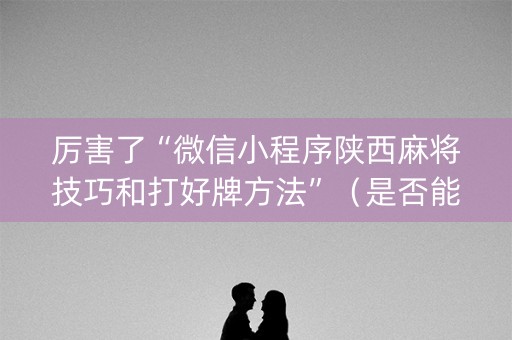 厉害了“微信小程序陕西麻将技巧和打好牌方法”（是否能开挂)