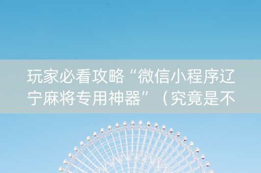 玩家必看攻略“微信小程序辽宁麻将专用神器”（究竟是不是有挂)