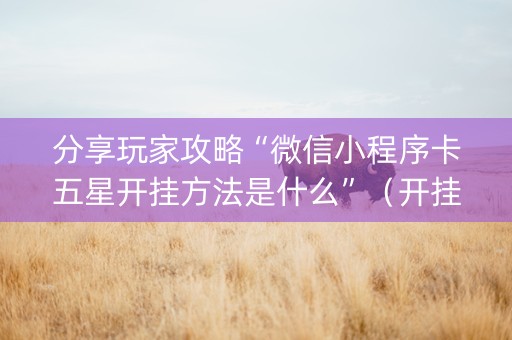 分享玩家攻略“微信小程序卡五星开挂方法是什么”（开挂辅助插件)