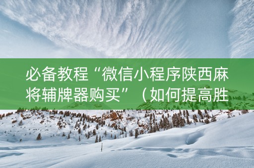 必备教程“微信小程序陕西麻将辅牌器购买”（如何提高胜率)