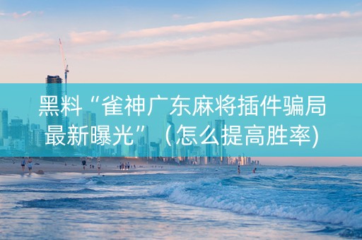 黑料“雀神广东麻将插件骗局最新曝光”（怎么提高胜率)