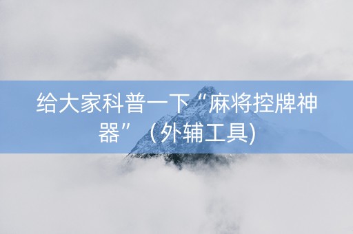 给大家科普一下“麻将控牌神器”（外辅工具)
