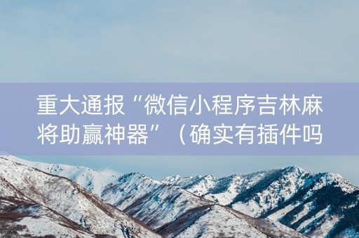 重大通报“微信小程序吉林麻将助赢神器”（确实有插件吗)