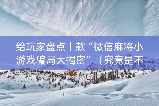 给玩家盘点十款“微信麻将小游戏骗局大揭密”（究竟是不是有挂)