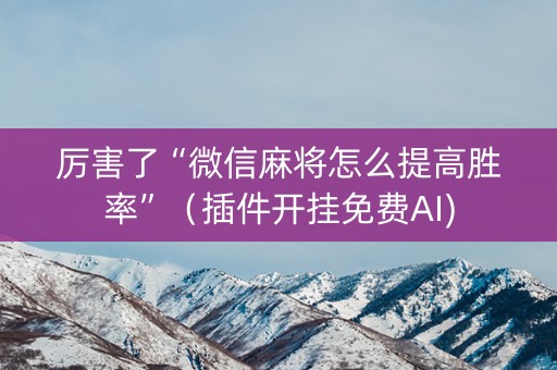 厉害了“微信麻将怎么提高胜率”（插件开挂免费AI)