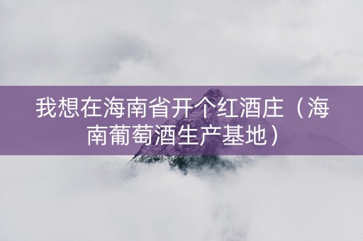 我想在海南省开个红酒庄（海南葡萄酒生产基地）
